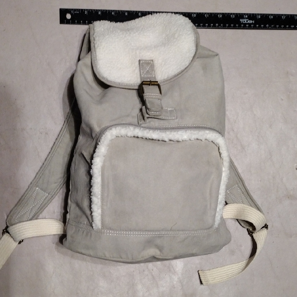 Gray faux suede Backpack